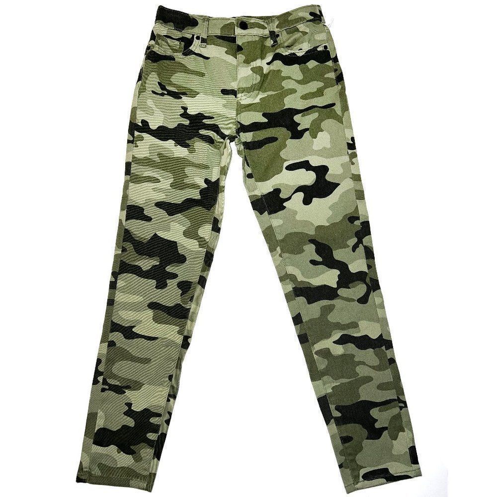 NWT Nili Lotan Size 0 Women's Green Camouflage Crop 27" Inseam Denim Pants